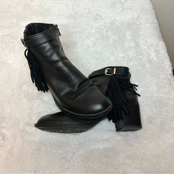 Circus by Sam Edelman Jolie Boot Size 9.5 Fringe Black Block Heel Western Women - Picture 3 of 8